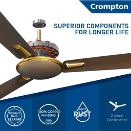 crompton Aura Prime Antidust 1200 mm 3 Blade Ceiling Fan (Dusky Brown, Pack of 1) 1200 3 Blade Ceiling Fan image 4