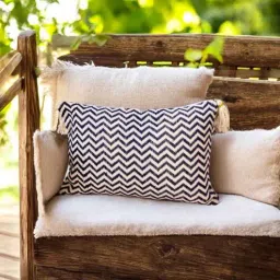 house of silko Blue Cotton Zig Zag 18x12 inches Cushion Covers-picture-13