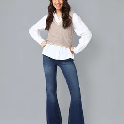flying machine Women Flared Mid Rise Blue Jeans image 3