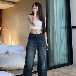 ristey Women Relaxed Fit High Rise Black Jeans image 1