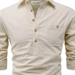 vida loca Men Solid Pure Cotton Straight Kurta image 4