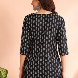 v and v shop Women Floral Print Viscose Rayon A-line Kurta image 2