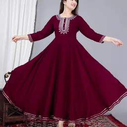 nikhat Solid Viscose Rayon Stitched Anarkali Gown-picture-13