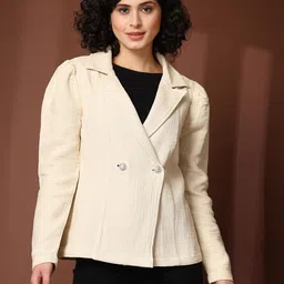 pluss Women Solid Mandarin Casual Blazer-picture-20
