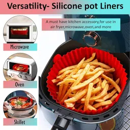 mungat 2 Pack Reusable Silicon Air Fryer Liners with Handle | Cooking Oven Baking Tray Airfryer Tray image 3