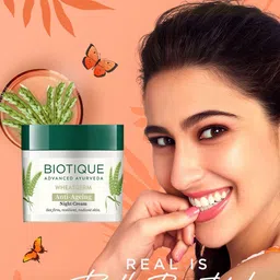 BIOTIQUE Wheat Germ Anti- Ageing Night Cream Reduces Fine Lines & Lightens dark Spots image 2