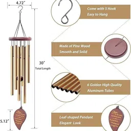 rvke Wind Chimes with 6 Metal Tubes for Balcony, Outdoor Wind Chimes for Garden Aluminium Windchime image 3