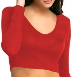 jovo Party Regular Sleeves Self Design Women Red Top image 4