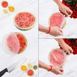 ablue clipper Silicon Lid Set, Silicon lids for containers, Silicon Stretchable lids 5 inch Lid Set, Pack of 6 image 5