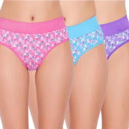 clovin Pack of 3 Women Hipster Pink, Light Blue, Purple Panty-picture-25