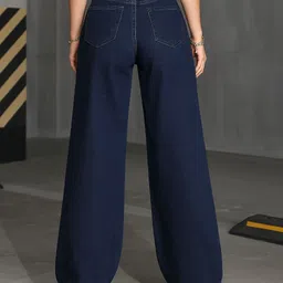 kashian Women Loose Fit High Rise Dark Blue Jeans image 2
