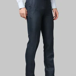 raymond Men Slim Fit Dark Blue Polyester Trousers image 2