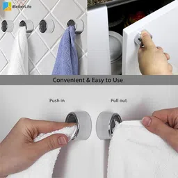 maycreate No Drill Self Adhesive Towel Holders Set of 4 for Bathroom Black Towel Holder image 5