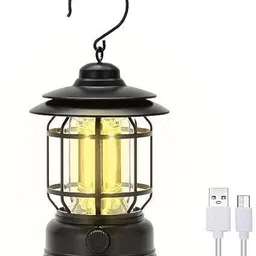 xydrozen Type-c Rechargeable Vintage Camping Lamp Black Metal, Plastic Hanging Lantern-picture-31