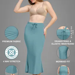 Trendmalls New.P01-Teal Lycra Blend Petticoat image 5