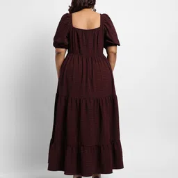 instafab plus Women A-line Maroon Above Knee/Mid Thigh Length Dress image 3