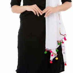 traditions bazaar Chiffon Solid White Women Dupatta image 4