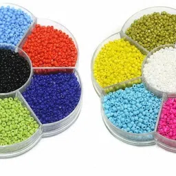 beadsnfashion Glass Seed Beads DIY Kit for Jewellery Making and Embroidery Work,14 Colors, Size 11/0 (2 mm) image 1