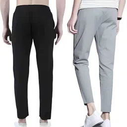 chenecloth Pack of 2 Men Solid Black Track Pants image 5