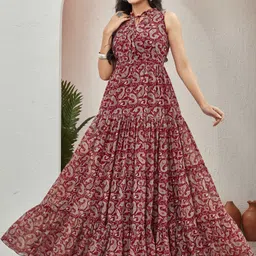 chansi Printed Georgette Stitched Flared/A-line Gown image 4