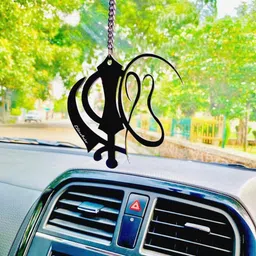 eliteauto Premium Laser-Cut Khanda with EkOnkar Sikh Rear view Mirror Hanging Ornament Car Hanging Ornament-picture-15