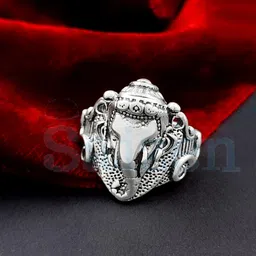 saizen Shree Ganesh Chintamani Silver plated adjustable finger ring Alloy Silver Plated Ring-picture-11