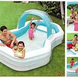 kindertales 57198 Swim (IND*504) Center Family Cabana Pool 310 X 188 X 130 Cm Blue Inflatable Swimming Pool-picture-45