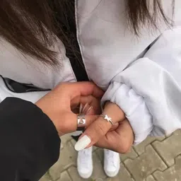 heeer collection Silver Butterfly Matching Love Couple Ring Alloy Silver Plated Ring Set image 4