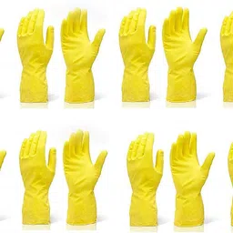 glamaxy Pack Of 8 Pair Reusable Rubber Hand Gloves for Washing, Cleaning Kitchen and Gardening Shoulder Glove image 1