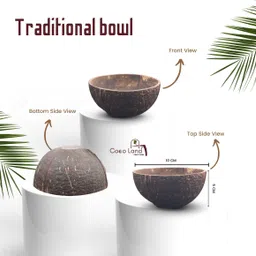 coco land Wooden Candy Bowl Coconut Shell Traditional Polished Bowl (LARGE SIZE Pack of 15) 250 ml Disposable image 4