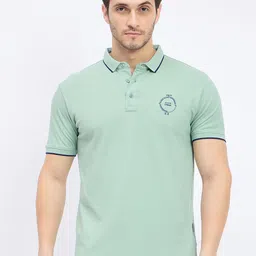 duke Men Solid Polo Neck Cotton Blend Green T-Shirt-picture-22