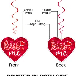 zyozique Red Happy Valentines Day Party Supplies Swirl Hanging (Pack Of 12) image 3