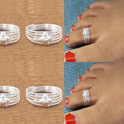 goldfish Stylish Adjustable Toe Rings For Women Brass, Silver Toe Ring-picture-15