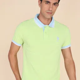 u.s. polo assn. Men Solid Polo Neck Pure Cotton Light Green T-Shirt-picture-14