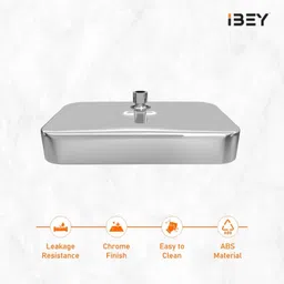 ibey ABS Rectangular Shower Head | Durable, Lightweight & Modern | Wide Water Spray Fixed Mount image 2