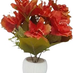 ss products Artificial Mixed Flower Pot – Set of 2 Multicolor Camellia Rose Artificial Flower with Pot image 4