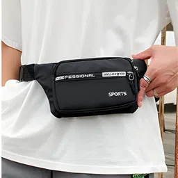 KRAPTICK Waist Bag For Men- Stylish Fanny Pack, Chest Bag, Running Waist Pac (Black) Waist Bag image 4