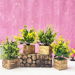 dekorly Wooden Potted Plants For Home Office Bedroom Living Room TV Cabinet Tabletop Green Eucalyptus Artificial Flower-picture-26