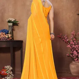 anand sarees Embellished, Striped, Self Design Bollywood Satin Saree image 3