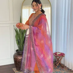 veduu Embroidered, Solid Kurta, Salwar & Dupatta Set image 3