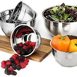 ercial store Stainless Steel Vegetable Bowl Scratch Resistant Stainless Steel Mixing Bowl 5 Pcs Set image 3