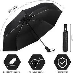 xbey 1PC - 3 Fold with Auto Open/Close Travel | Man, Woman & Child 8-Ribs Umbrella image 4