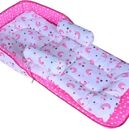 kupepe Baby Nest Lite Bed Portable Travel Friendly Infant Sleeping Bedding Set Portable Baby Carry Nest, Comfortable Cushioning - Age 0+ Months - Pink Luxury Crib image 3