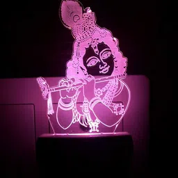 ajanta Krishna Bhagwan With Bansari(Code:2070) 3D Night Lamp image 2