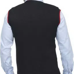 modern mode creation Men Solid V Neck Black Sweater image 2