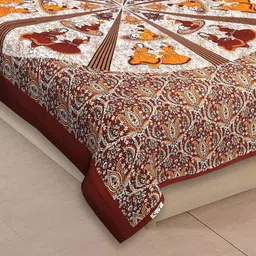 kaany fab Cotton Single Flat 144 TC Jaipuri Prints Bedsheet image 4