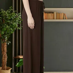 muzun Women Regular Fit Brown Viscose Rayon Trousers image 3