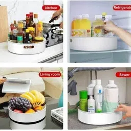 jiyan enterprise Plastic 360° Rotating Organizer Tray – Multi-Function for Kitchen, Cosmetics & More Storage Basket image 5