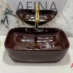 afina industries Premium Ceramic BASIN Which Gives Look To your Home Table Top Wash Basin AL1041 Rich Chocolate Special Color Wash Basin Series Table Top Basin Table Top Basin image 4