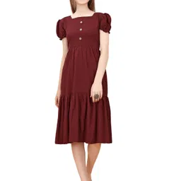 rosasignora Women Maxi Maroon Knee Length Dress-picture-19